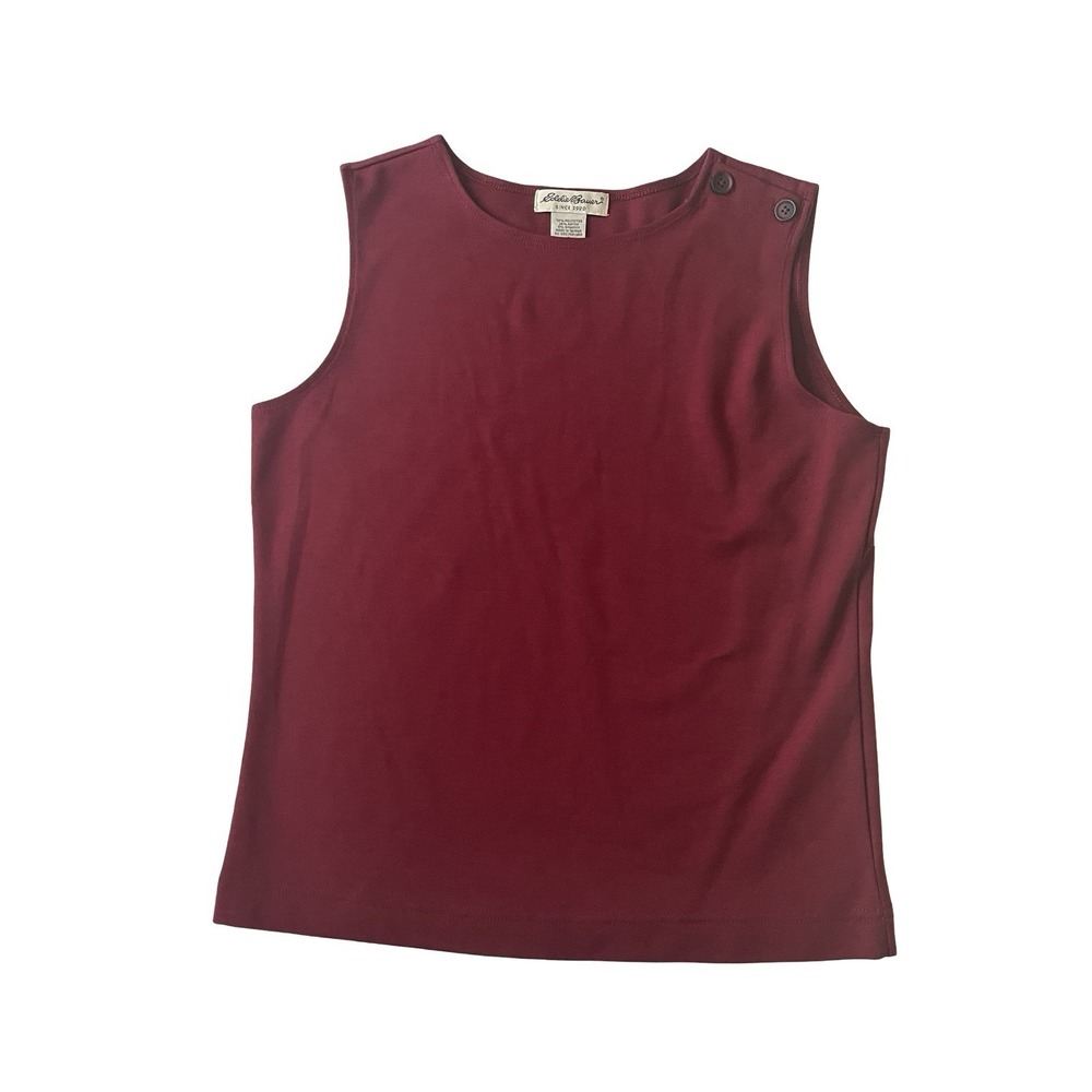 VTG Eddie Bauer Women's Size S Maroon Burgundy‎ Tank Button Capsule Basic